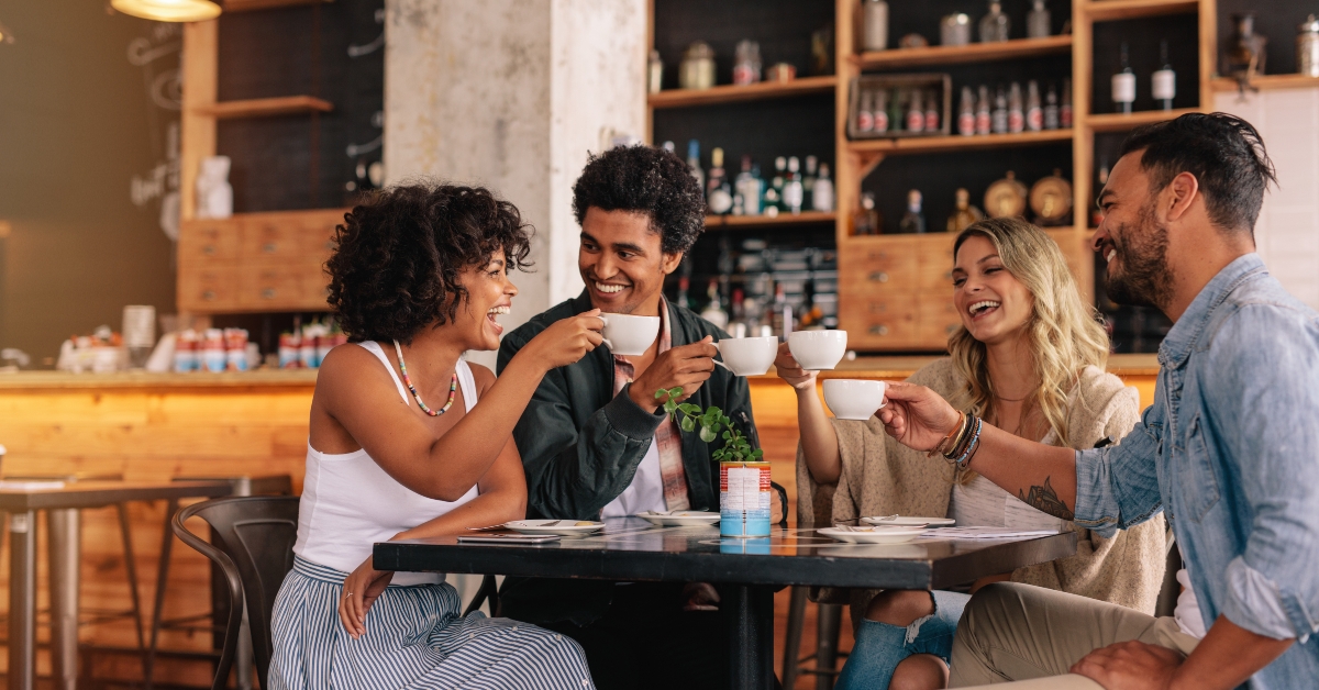 friends having coffee together