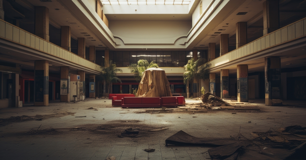 abandoned shopping mall building