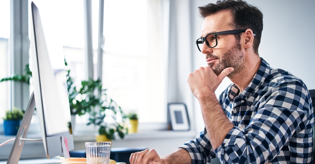 male freelancer working from home office