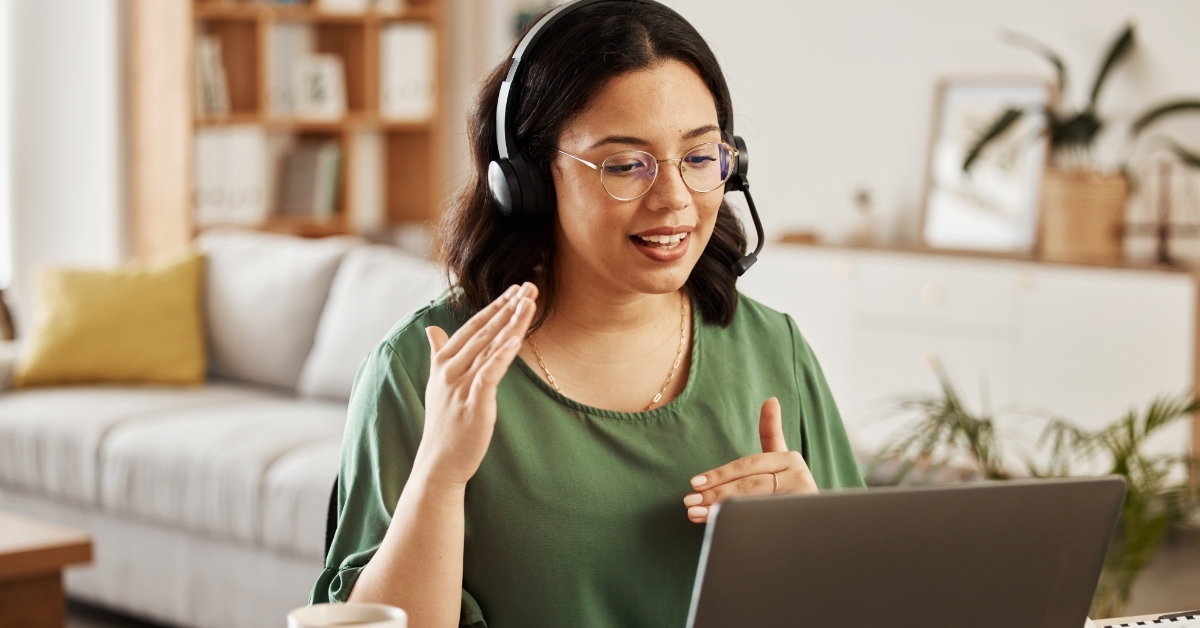 woman working at customer support
