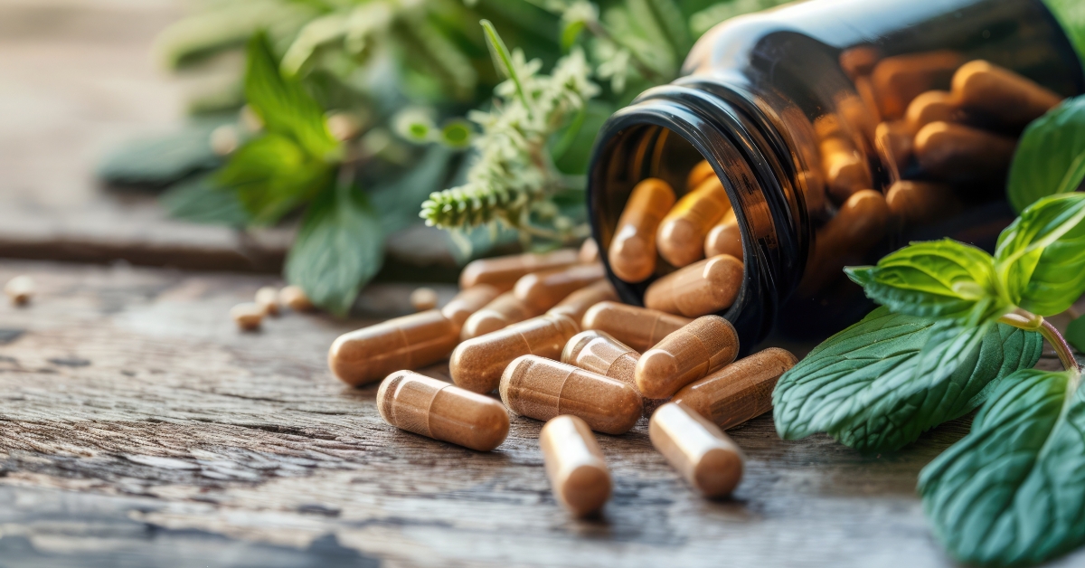 jar with dietary supplements