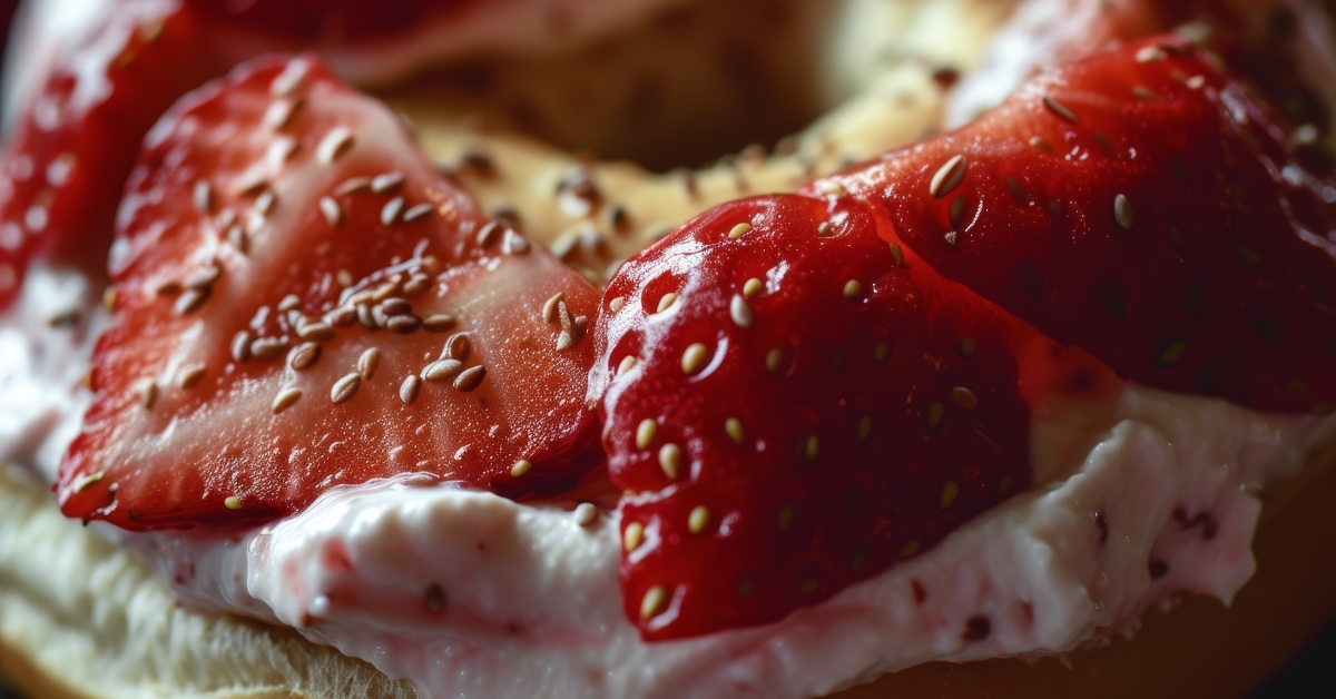 toasted bagel with strawberry adobe