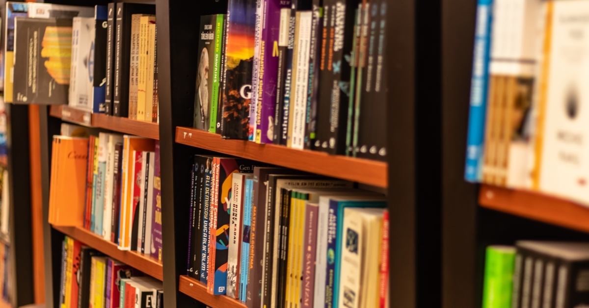 book in shelves at book store
