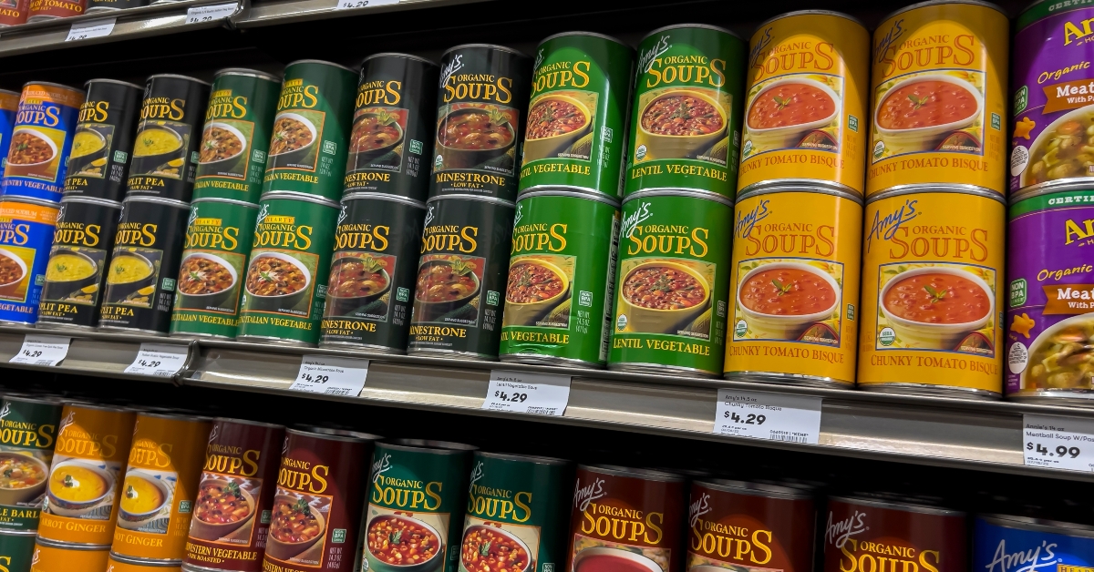 selection of canned soups