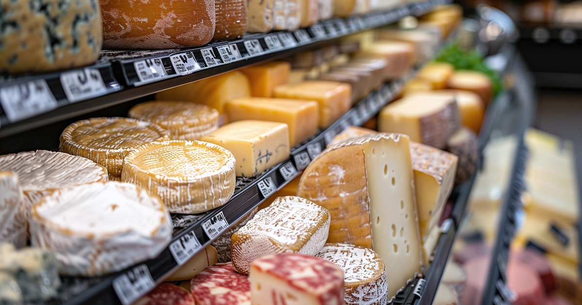 variety of artisan cheeses