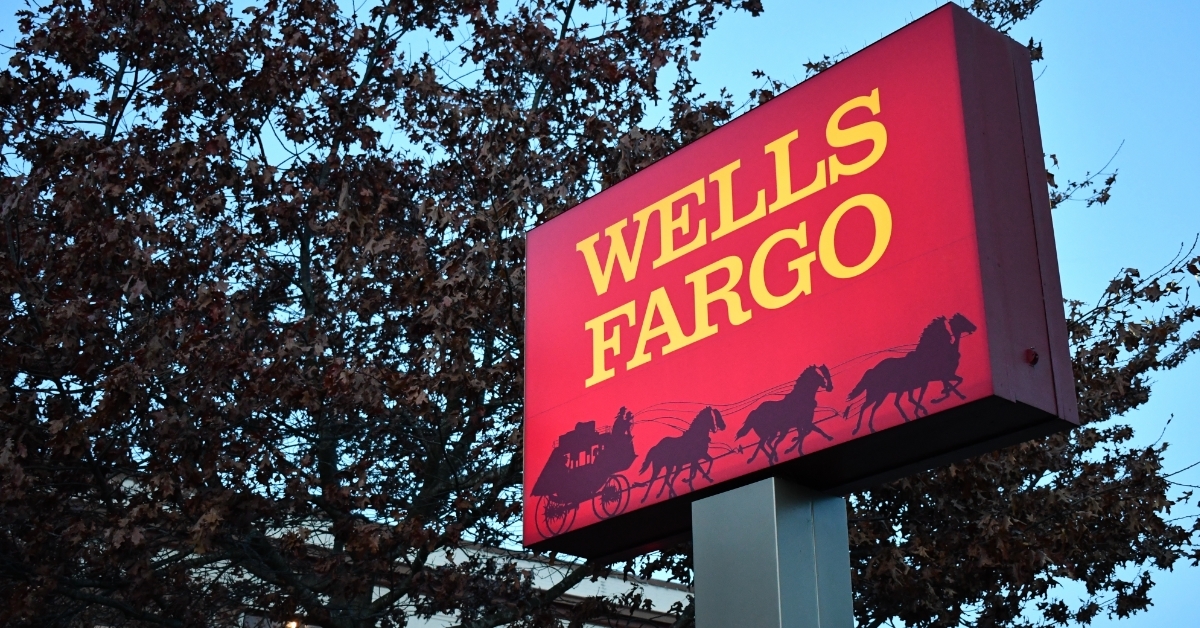 Wells Fargo sign board in street