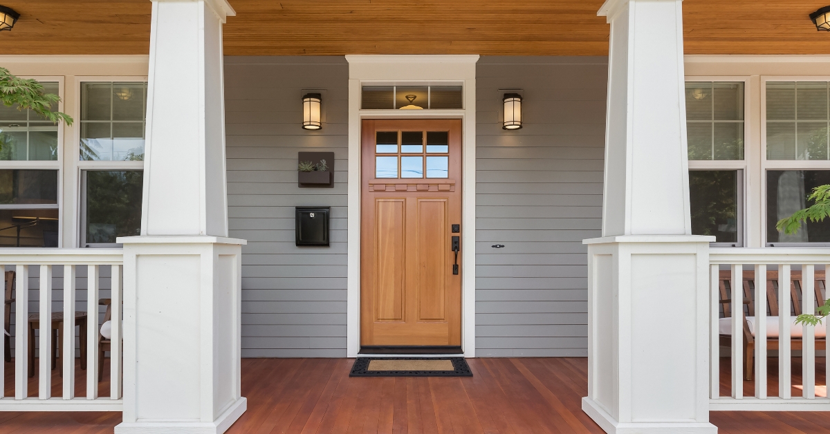 covered porch and front door