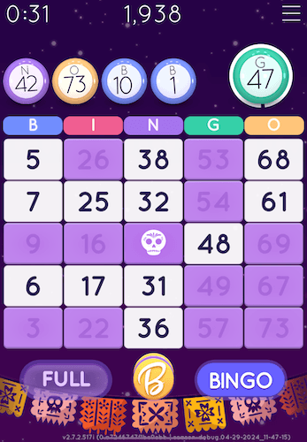 A Mexico-city themed board in a Blackout Bingo game.