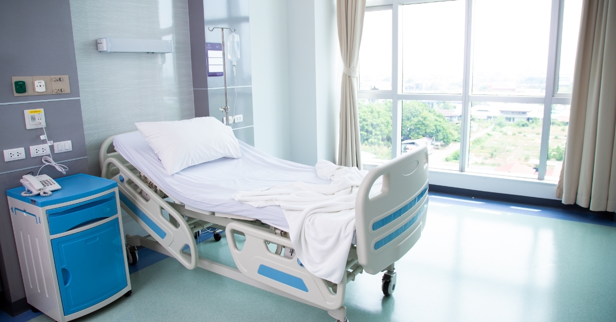 organized hospital Recovery Room with bed