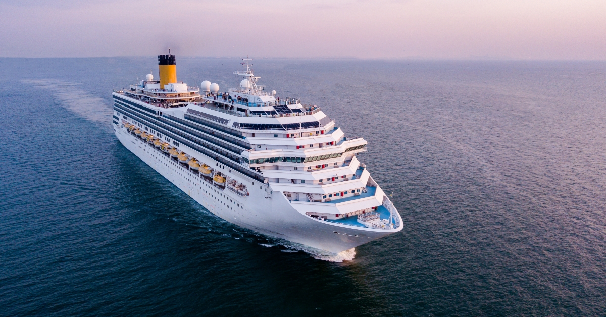 large cruise ship aerial view