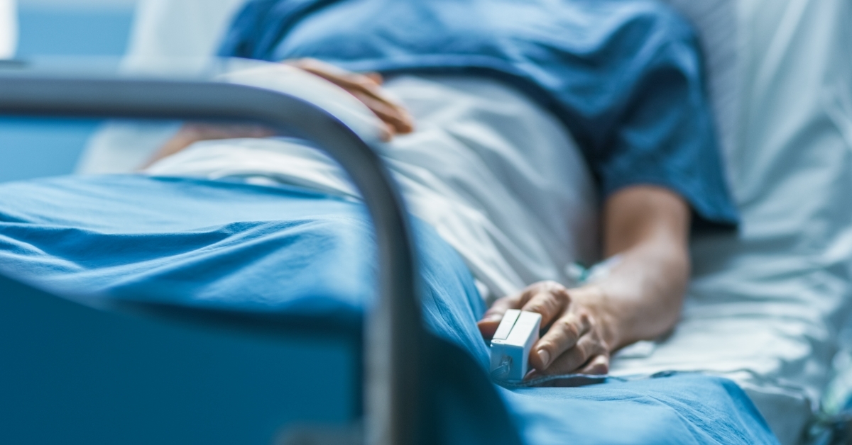 male patient with heart rate monitor