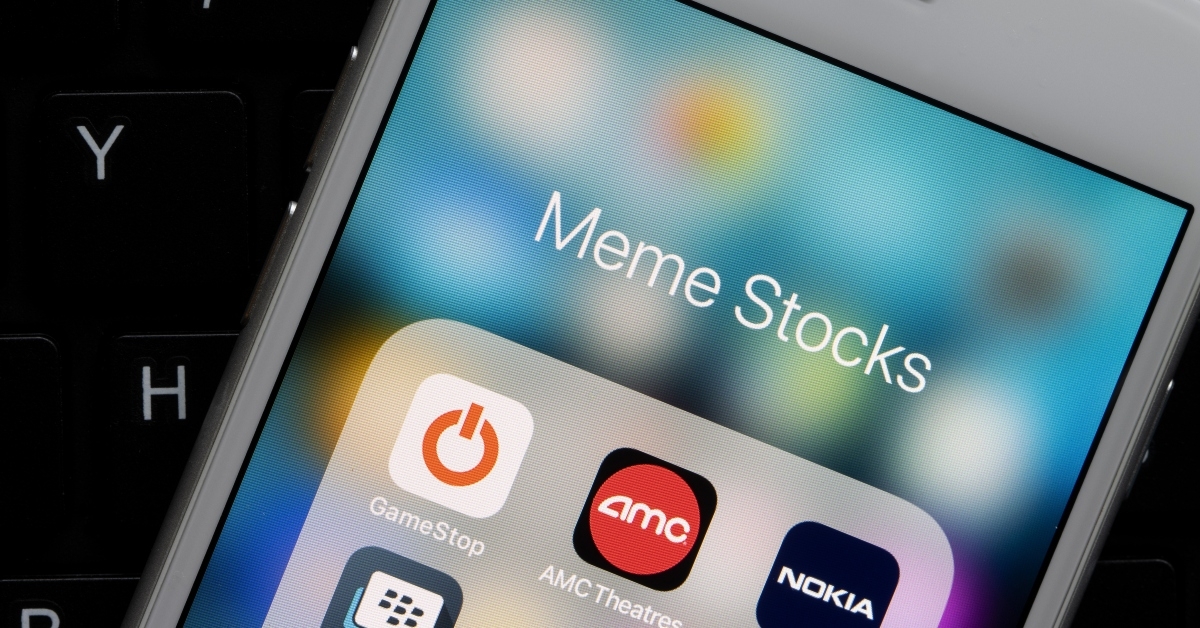 meme stocks on phone screen