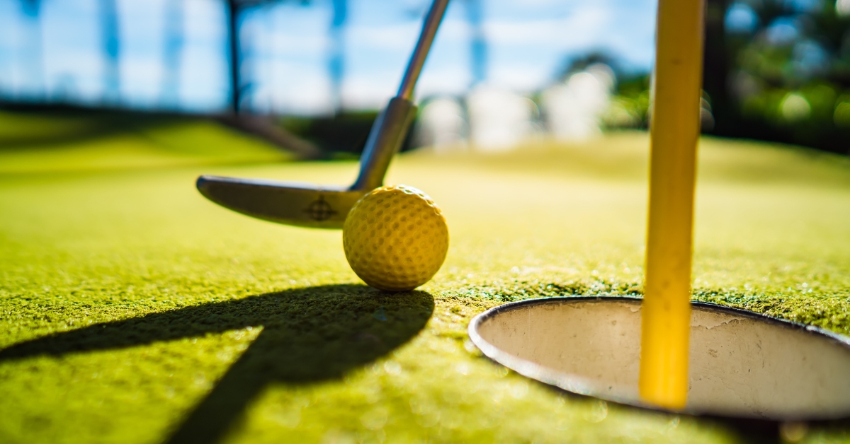 mini golf and yellow ball