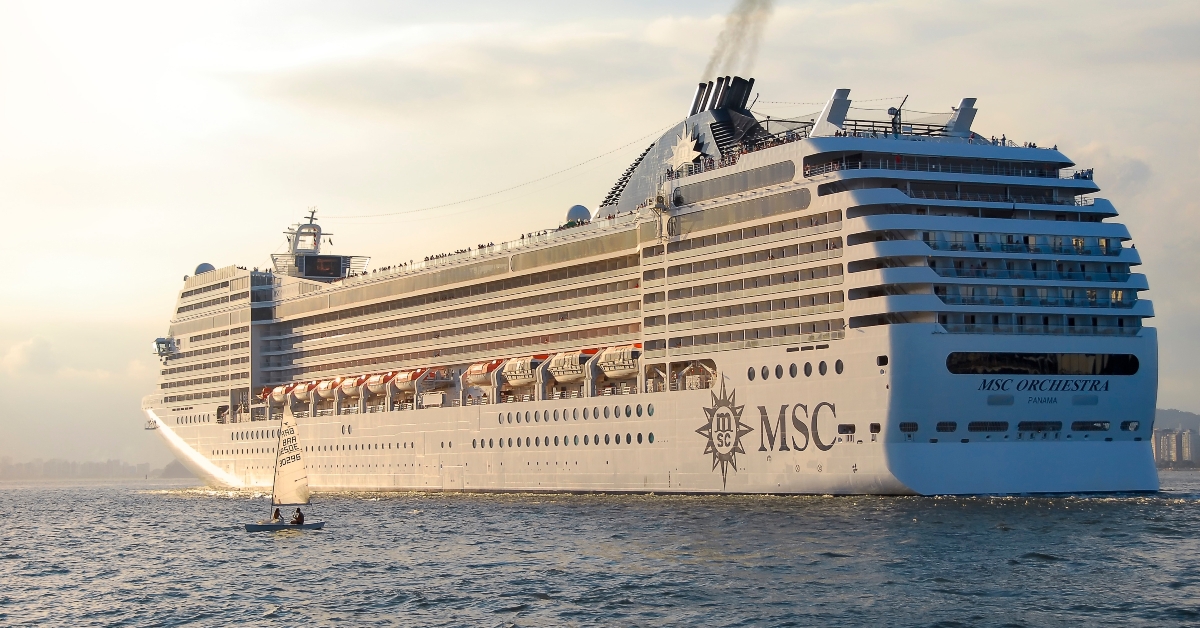 msc orchestra sailing during sunset