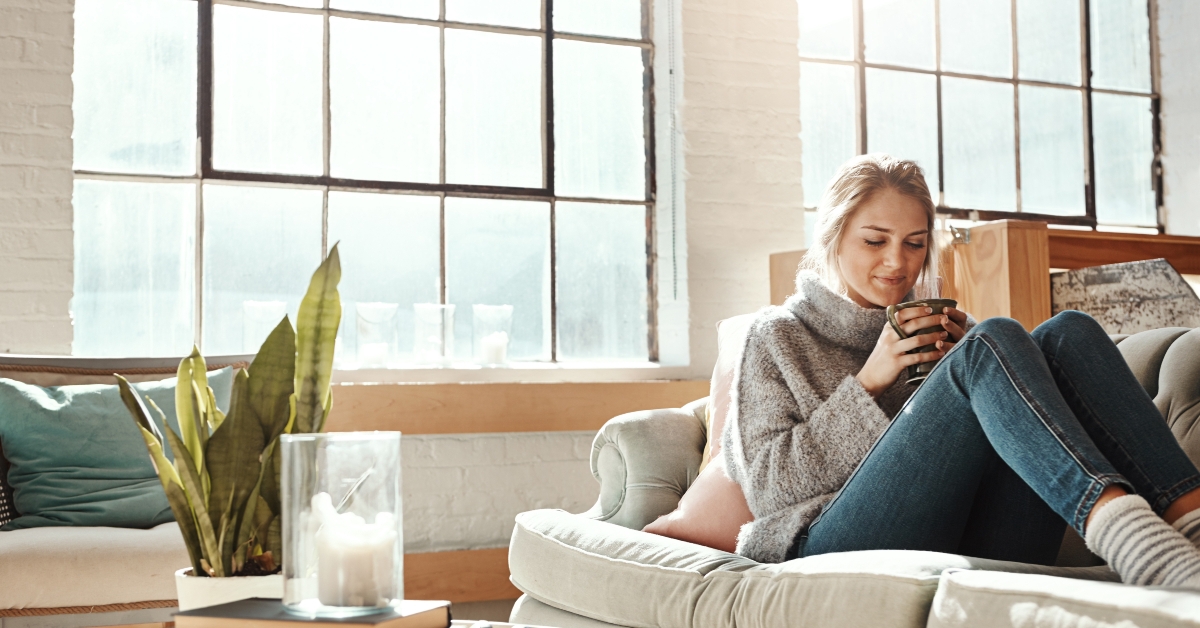woman relax in living room