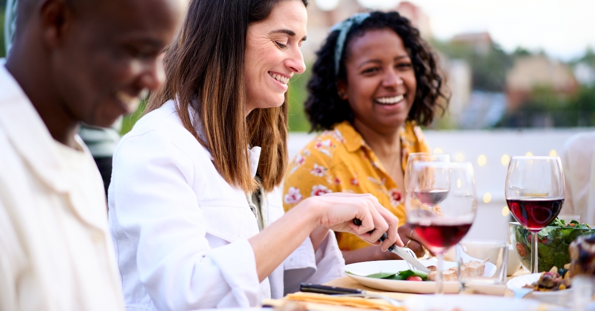 woman holding fork
