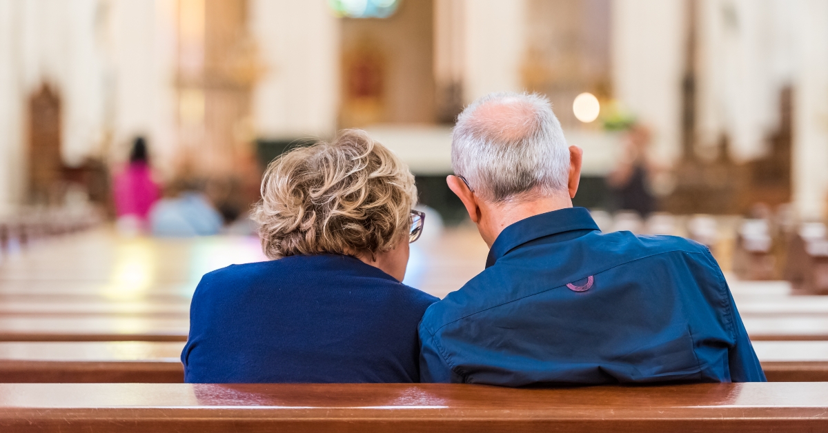 elderly couple in the church