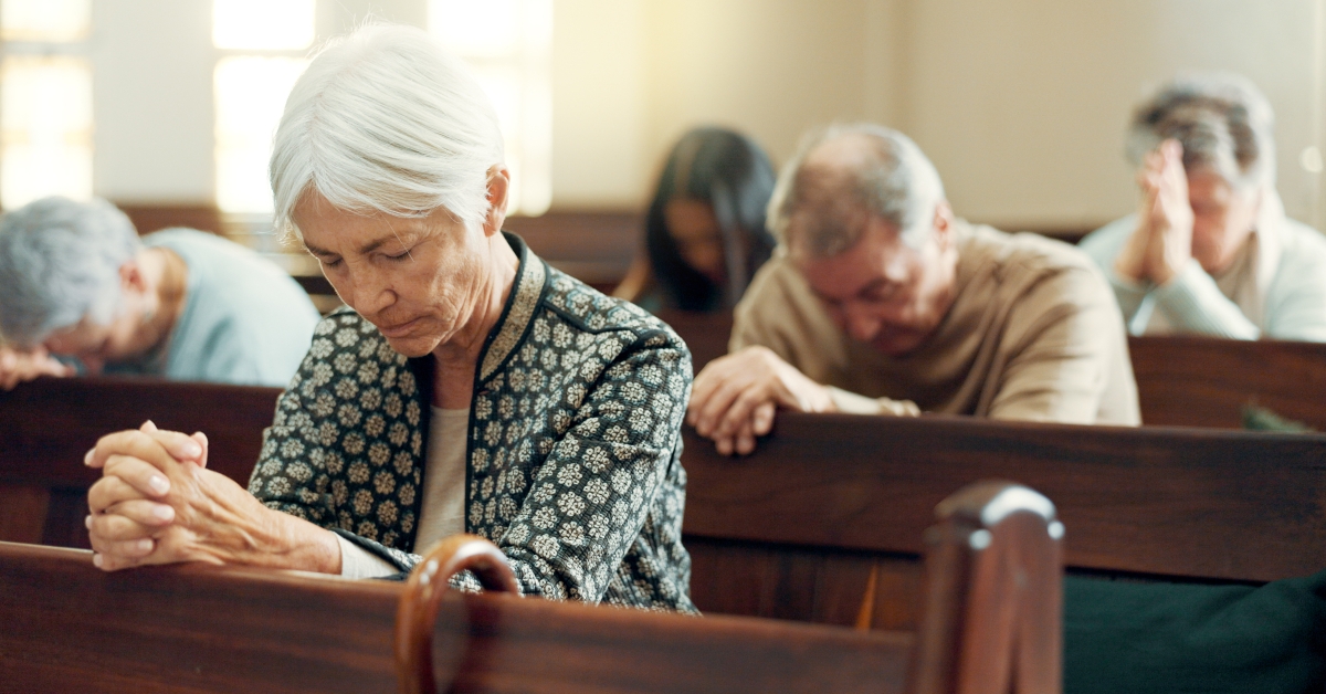 elderly person in chapel 