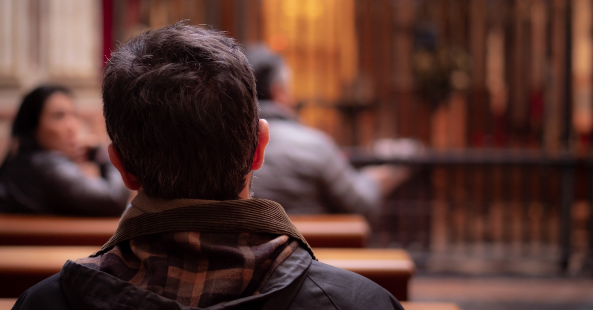 man attending church in spain
