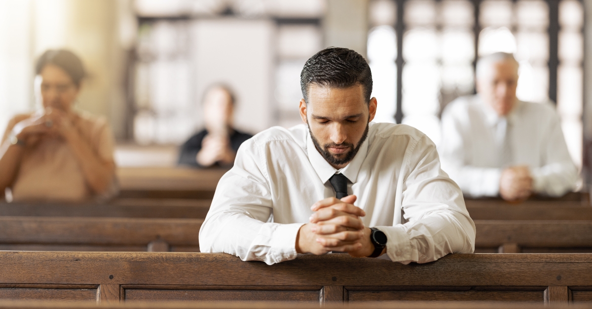 man praying to god 