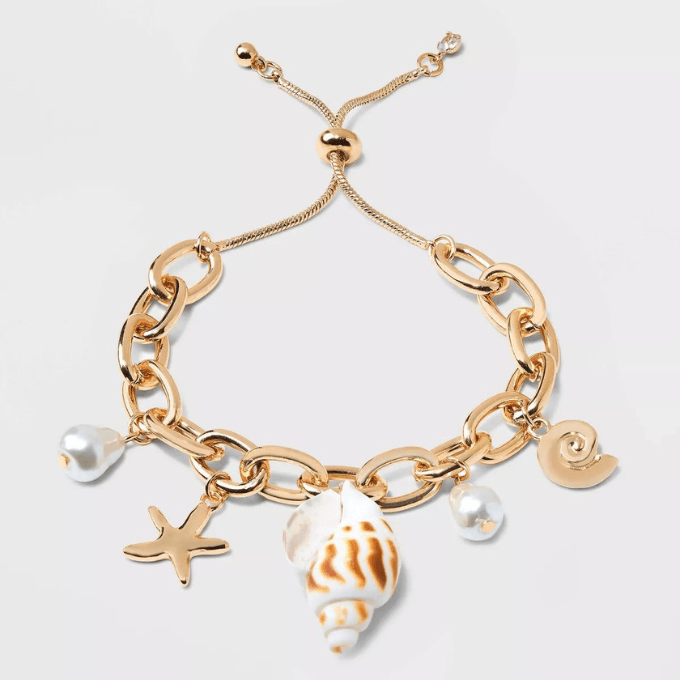 seaside shell charm bracelet