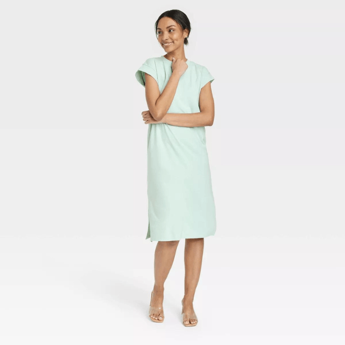 short sleeve midi shirtdress