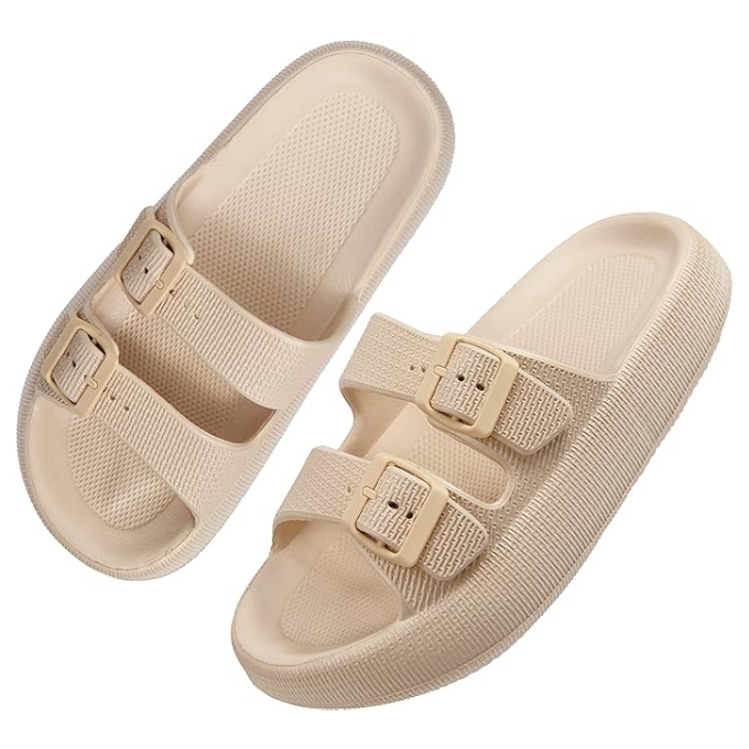 white pillow sandals
