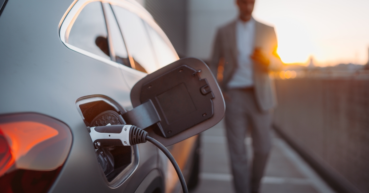 close up of electric car