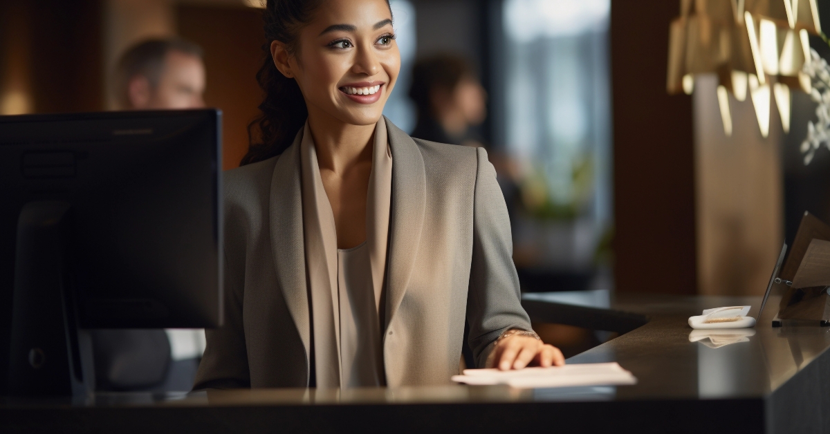receptionist working in hotel