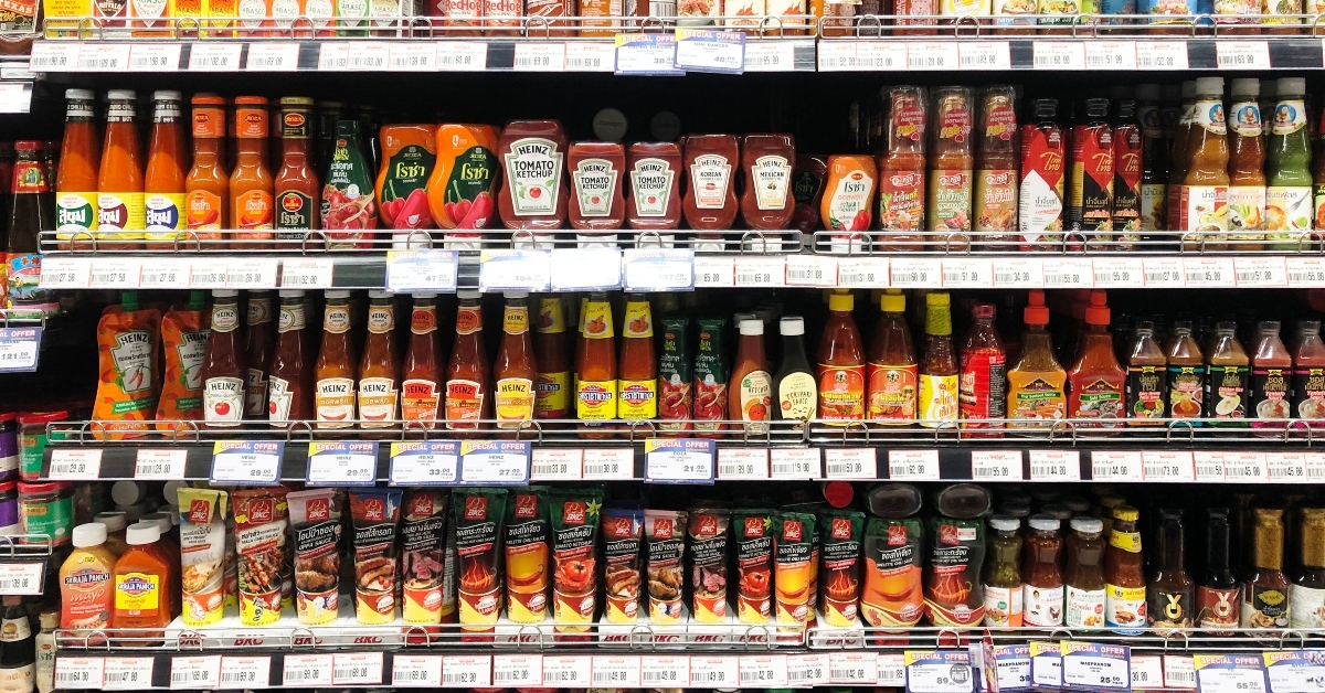 bottles of chilli sauce