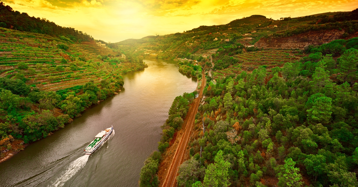 cruise ship during sunset