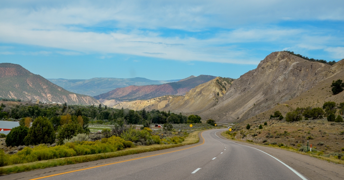 highway running in the mountains