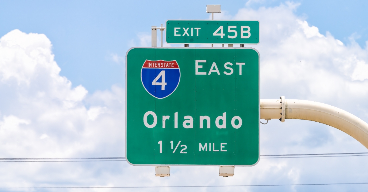 interstate highway green arrow sign