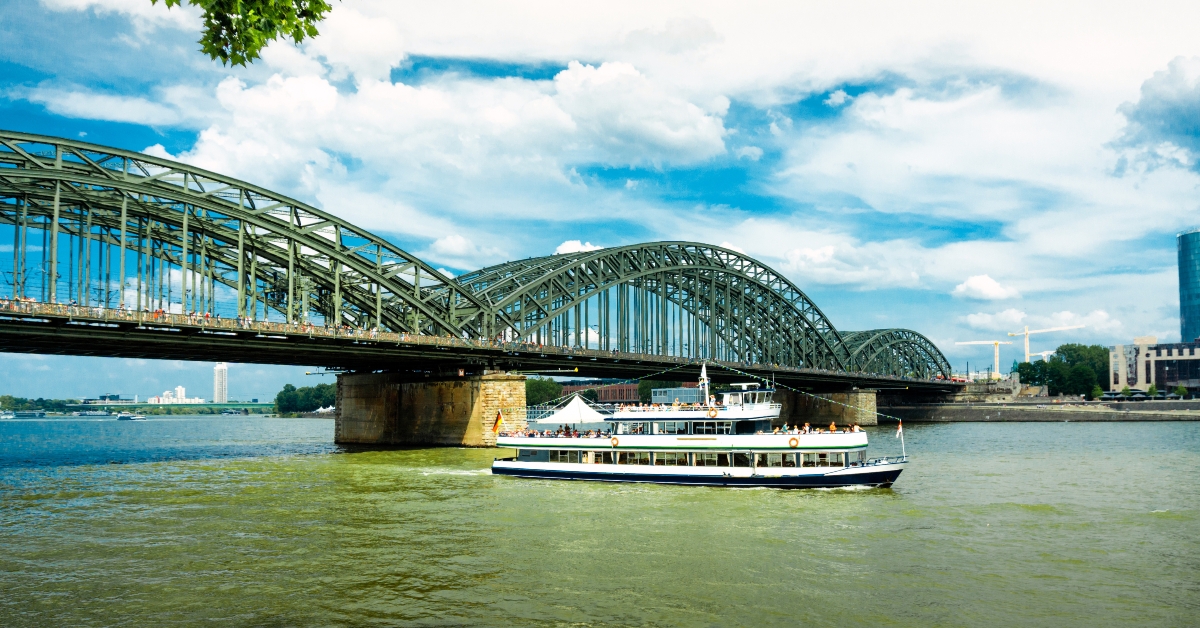 rhine river and boat view
