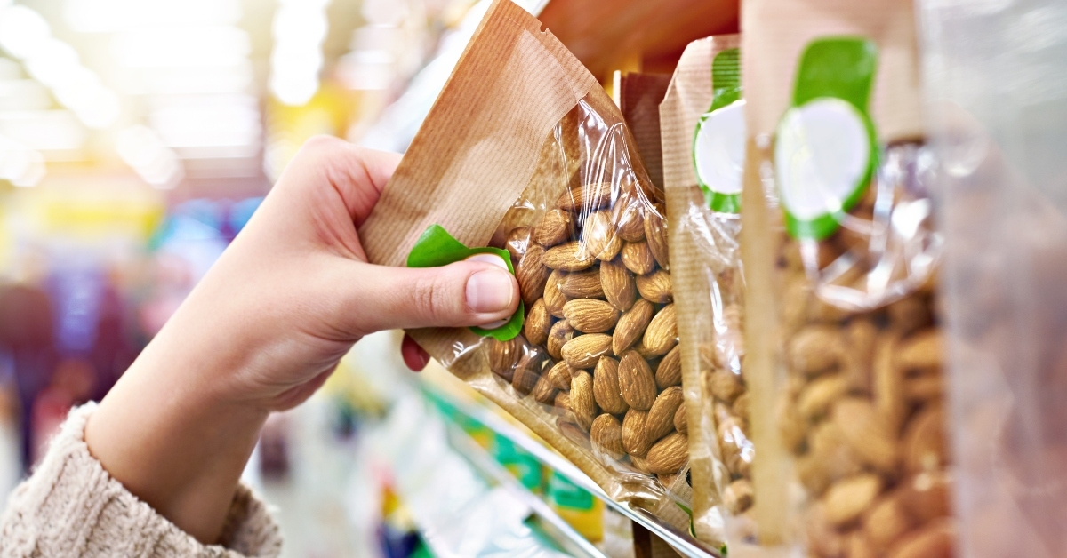 hand with almond nuts