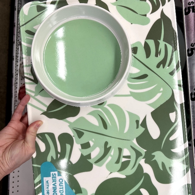 outdoor serving tray with dip bowl