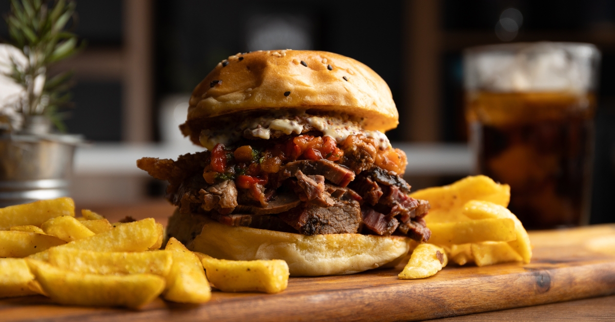 brisket sandwich with sweet pepper