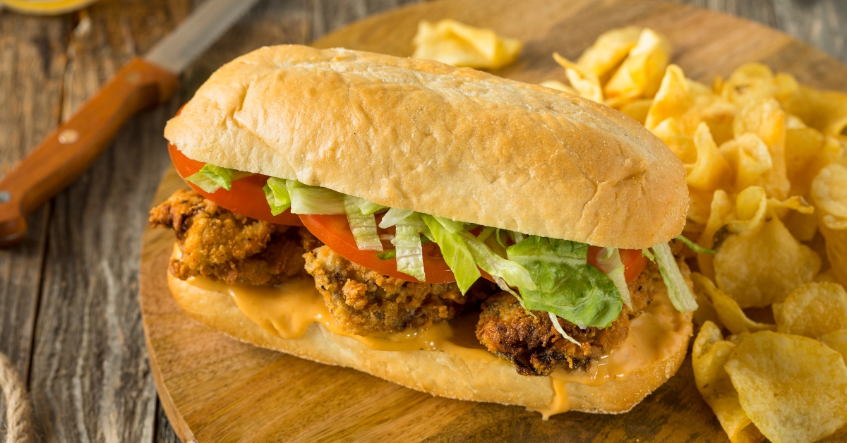 fried oyster po boy sandwich