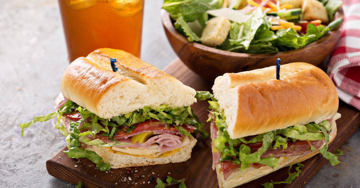 italian meat sandwich with salad