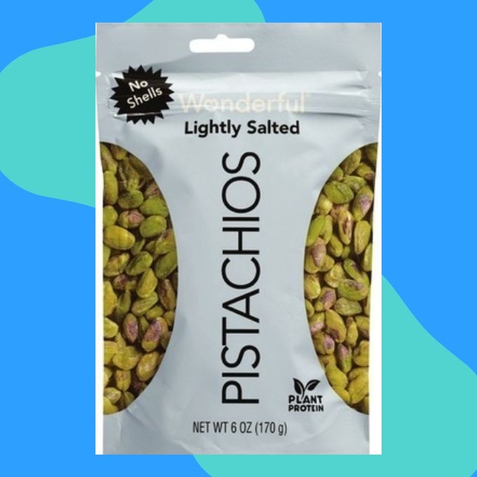 A bag of Wonderful Lightly Salted Pistachios