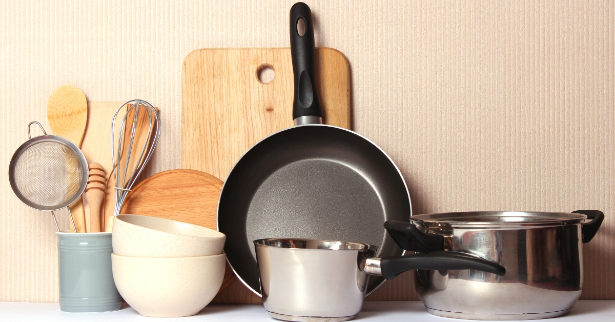 set of different kitchen utensils