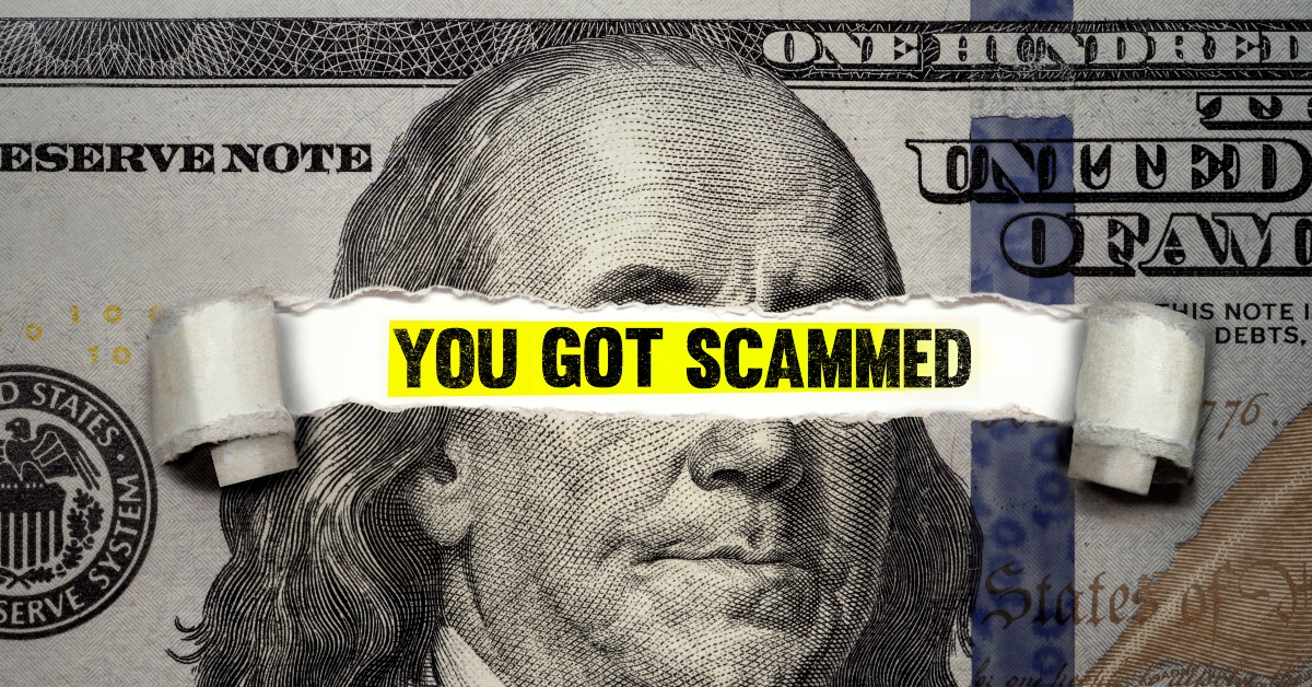 you got scammed word