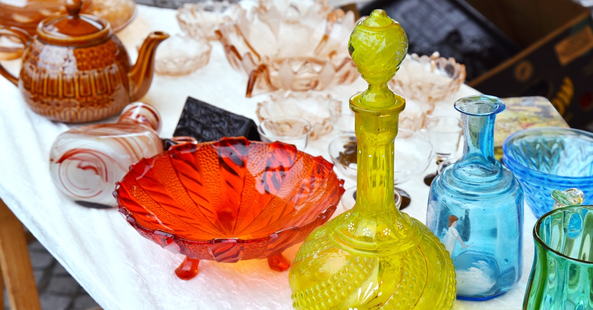 set of vintage glassware