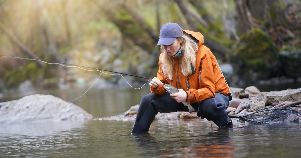 catching rainbow trout