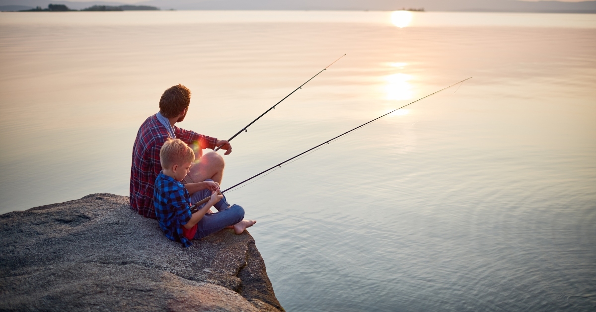 father and son fishing