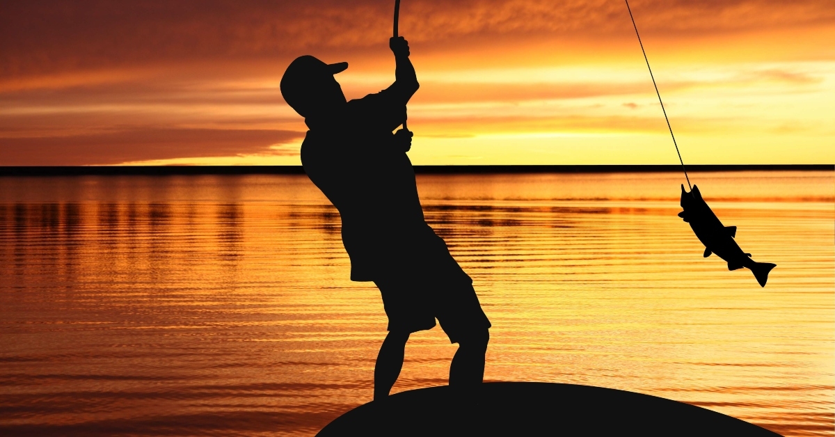 fisherman with a catching fish