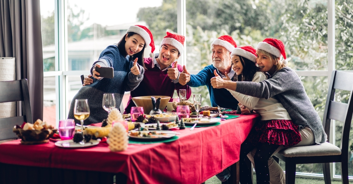 celebrating santa hats