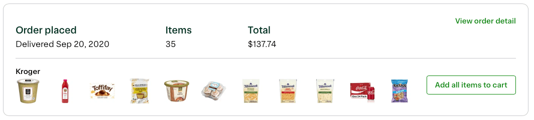 Kroger order Sept 2020
