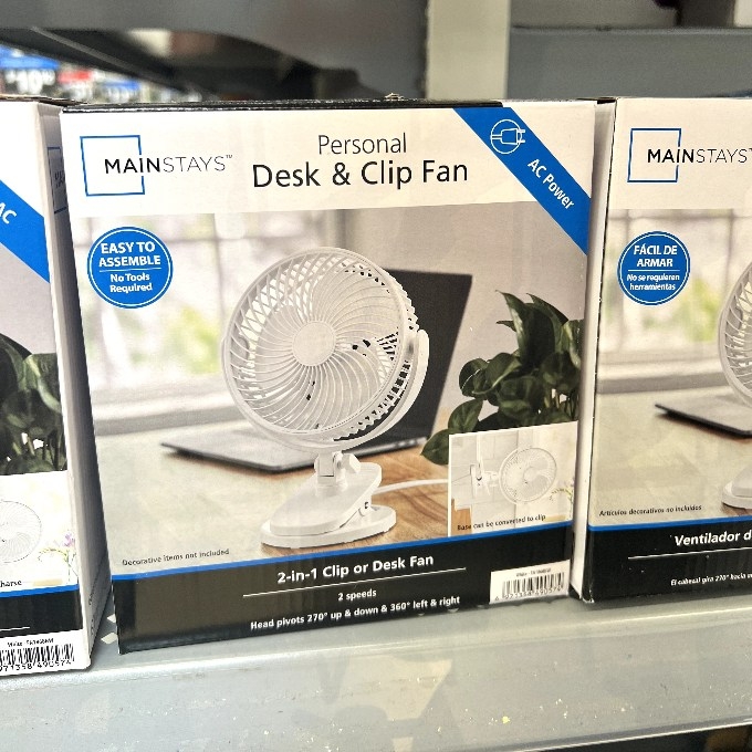 personal desk and clip fan