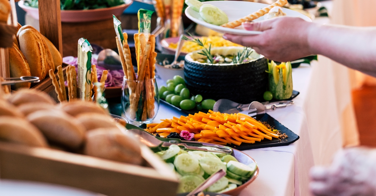 close up of catering service